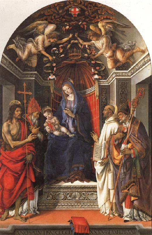 Filippino Lippi Madonna and Child Enthroned with SS.John the Baptist,Victor,Ber-nard,and Zenbius Germany oil painting art